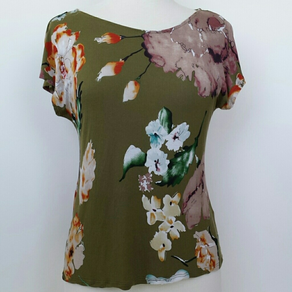 Philosophy Floral Print Cap Sleeve Shirt Small
